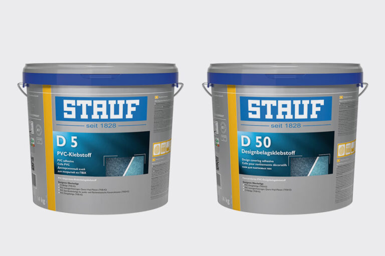 STAUF D 50 is a fibrereinforced design covering adhesive for LVT